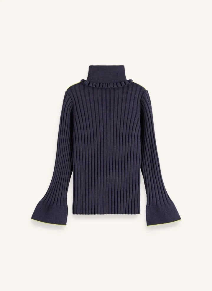 Scotch & Soda - Ribbed Turtleneck Sweater | Grey Blue