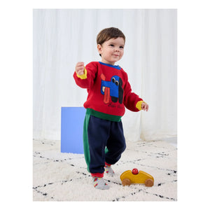 Bobo Choses - Organic Cotton Joggers with Color Blocks | Navy Blue