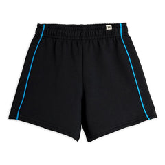 Mini Rodini - Organic Cotton Contrast Piping Sweat Shorts | Black