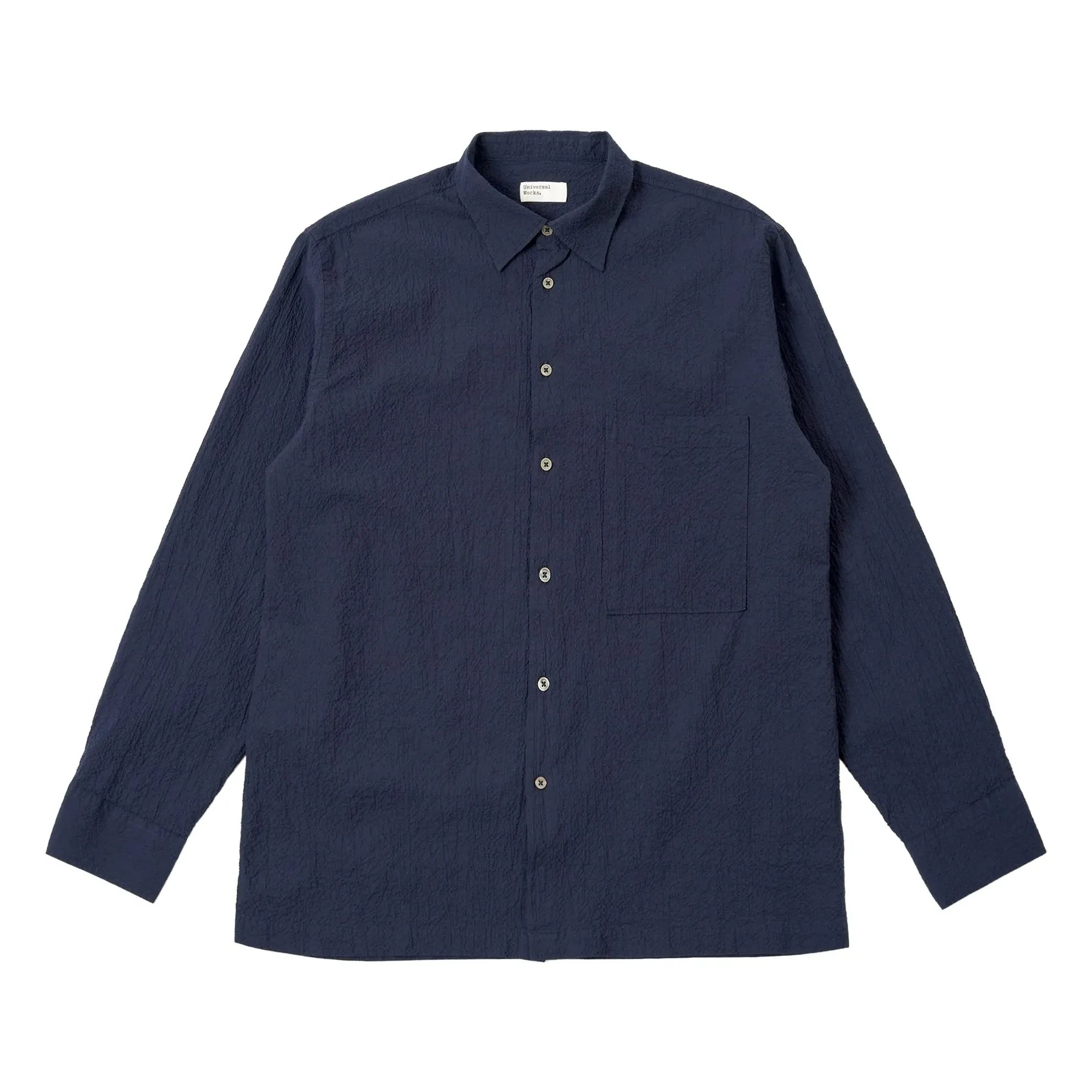 Universal Works - Lucky Seersucker Shirt | Navy
