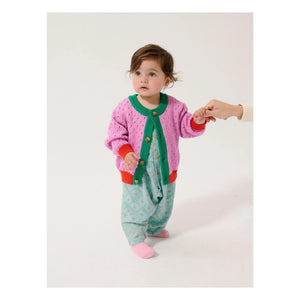Bobo Choses - Organic Cotton Color Block Textured Cardigan | Purple
