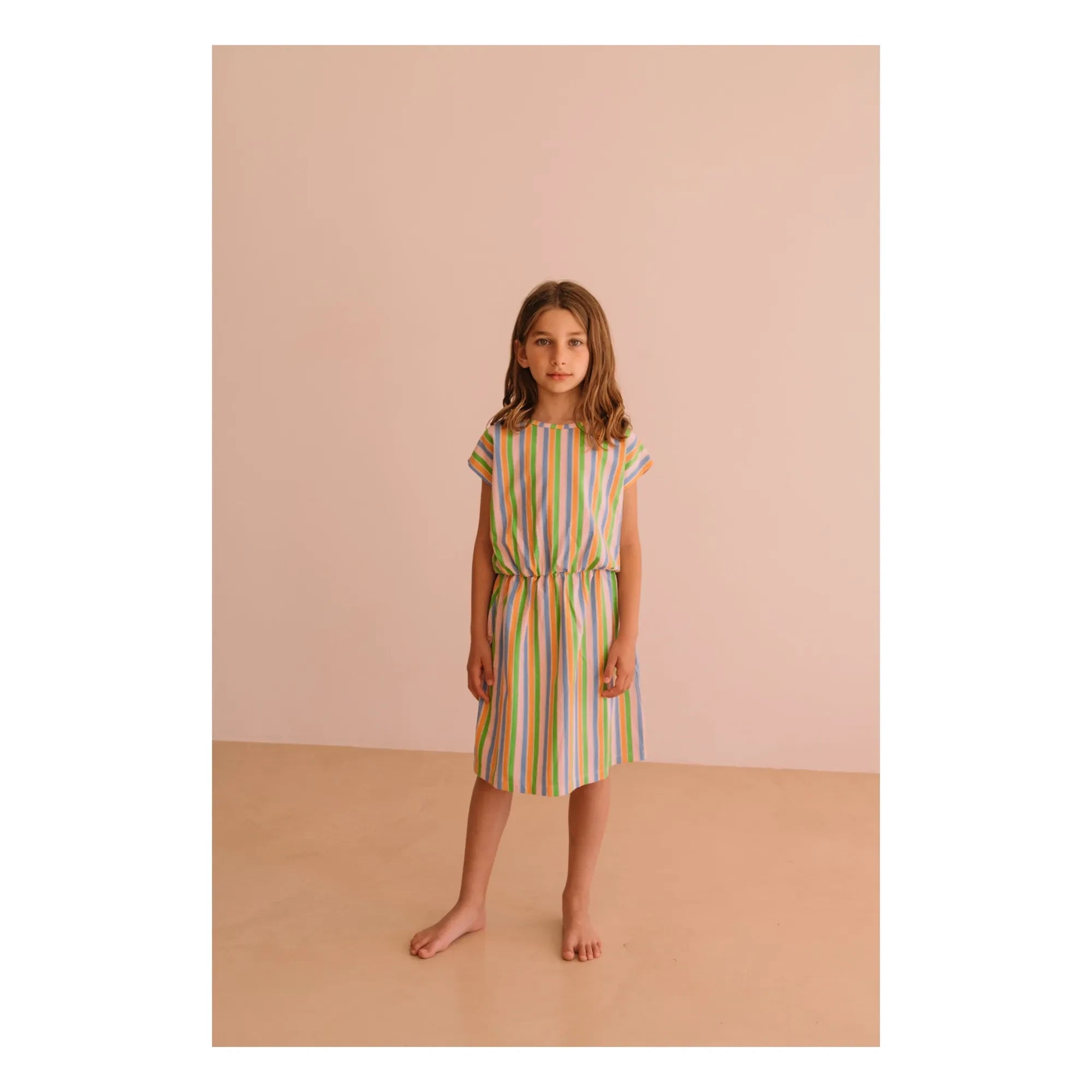 We Are Kids - Suzy Striped Organic Cotton Dress | Light Pink