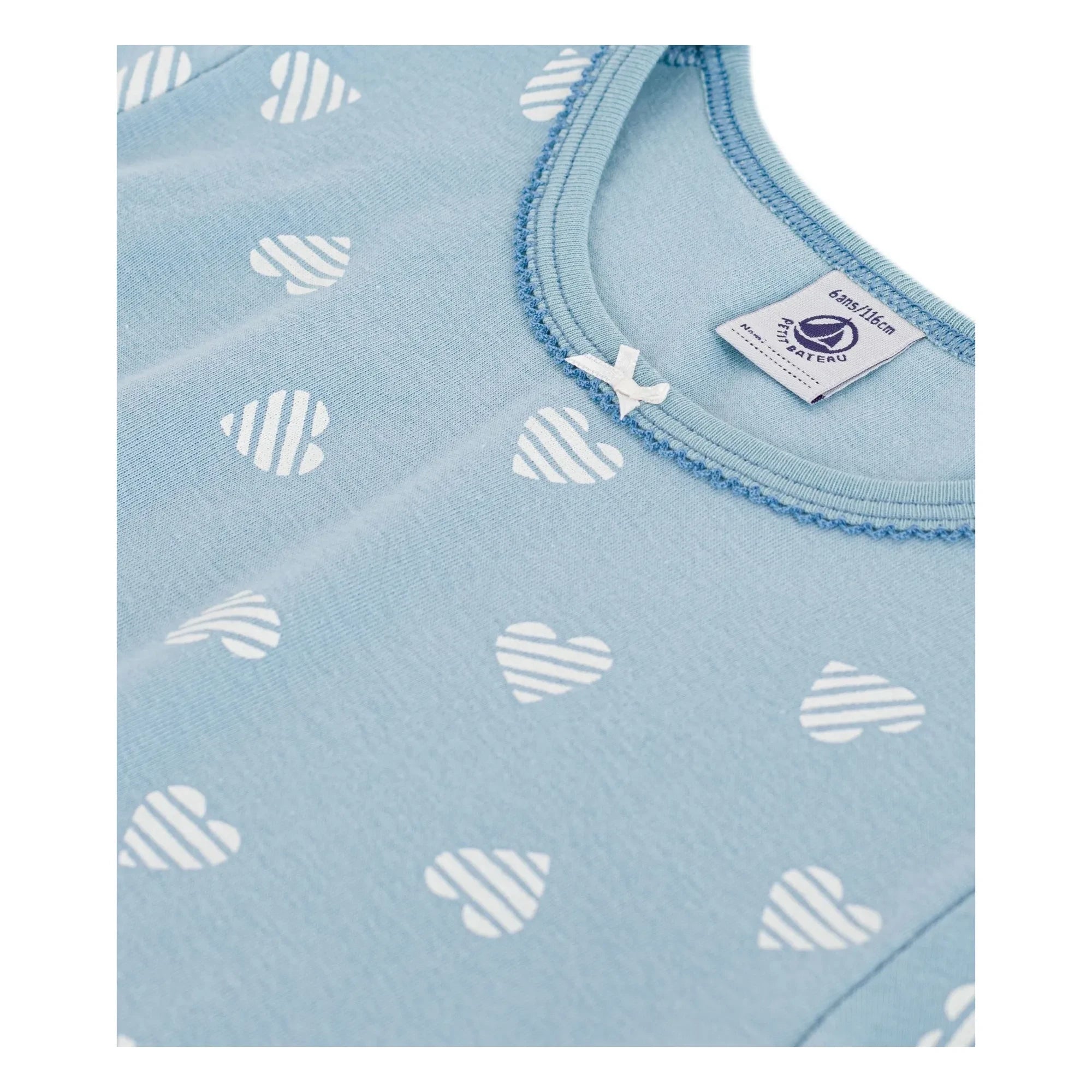 Petit Bateau - Striped Heart Nightwear | Gray Blue