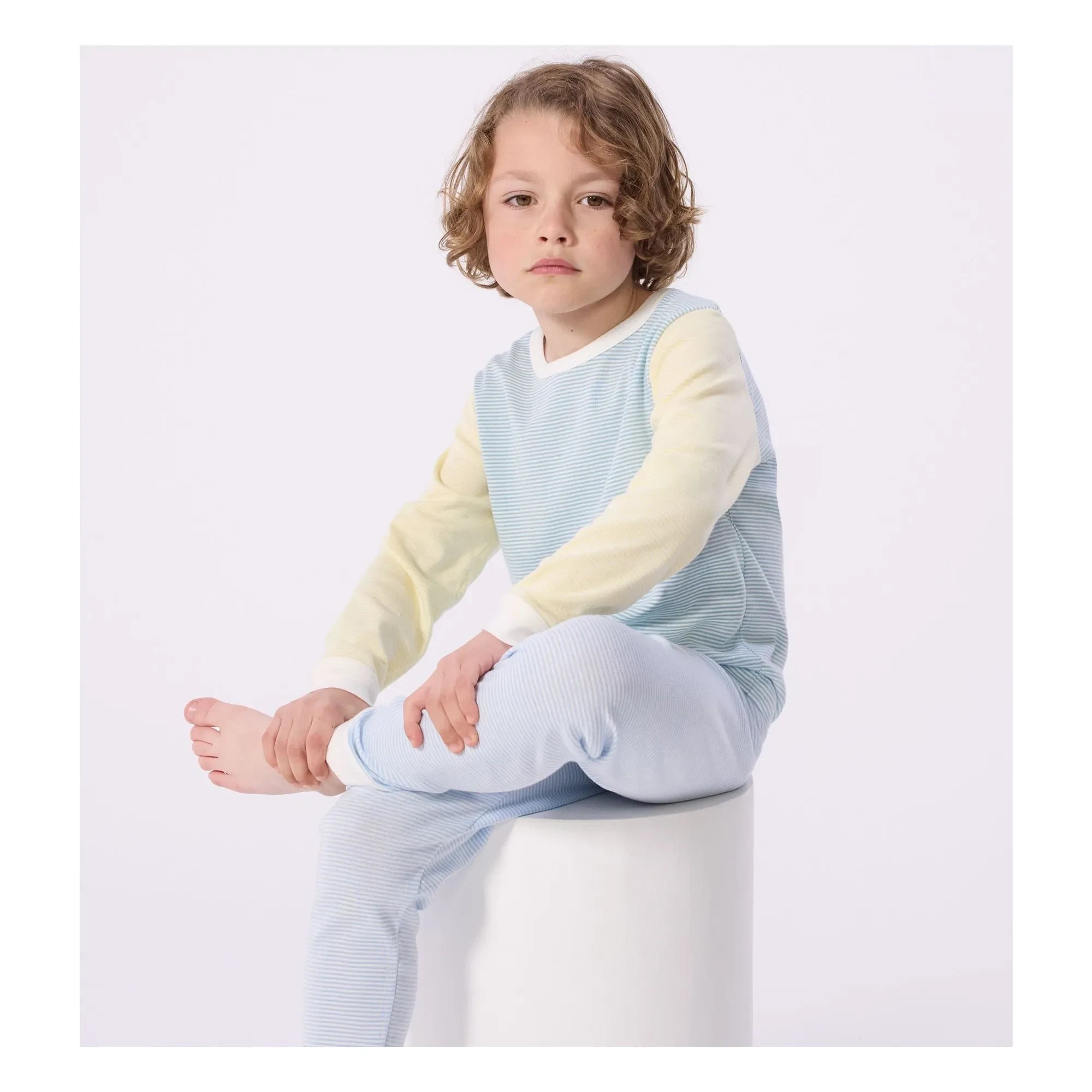 Petit Bateau - Milleraies Color Block Striped Pajamas | Green