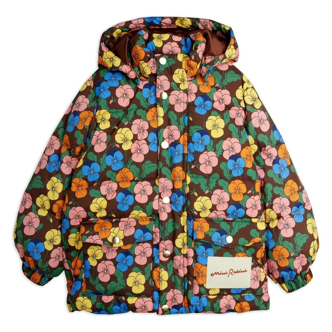 Mini Rodini - Floral Print Recycled-Fiber Puffer Jacket | Black