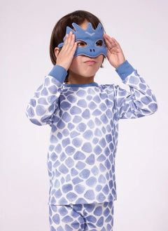 Petit Bateau - Organik Pamuk Dragon Pijama ve Maske Seti | Mavi