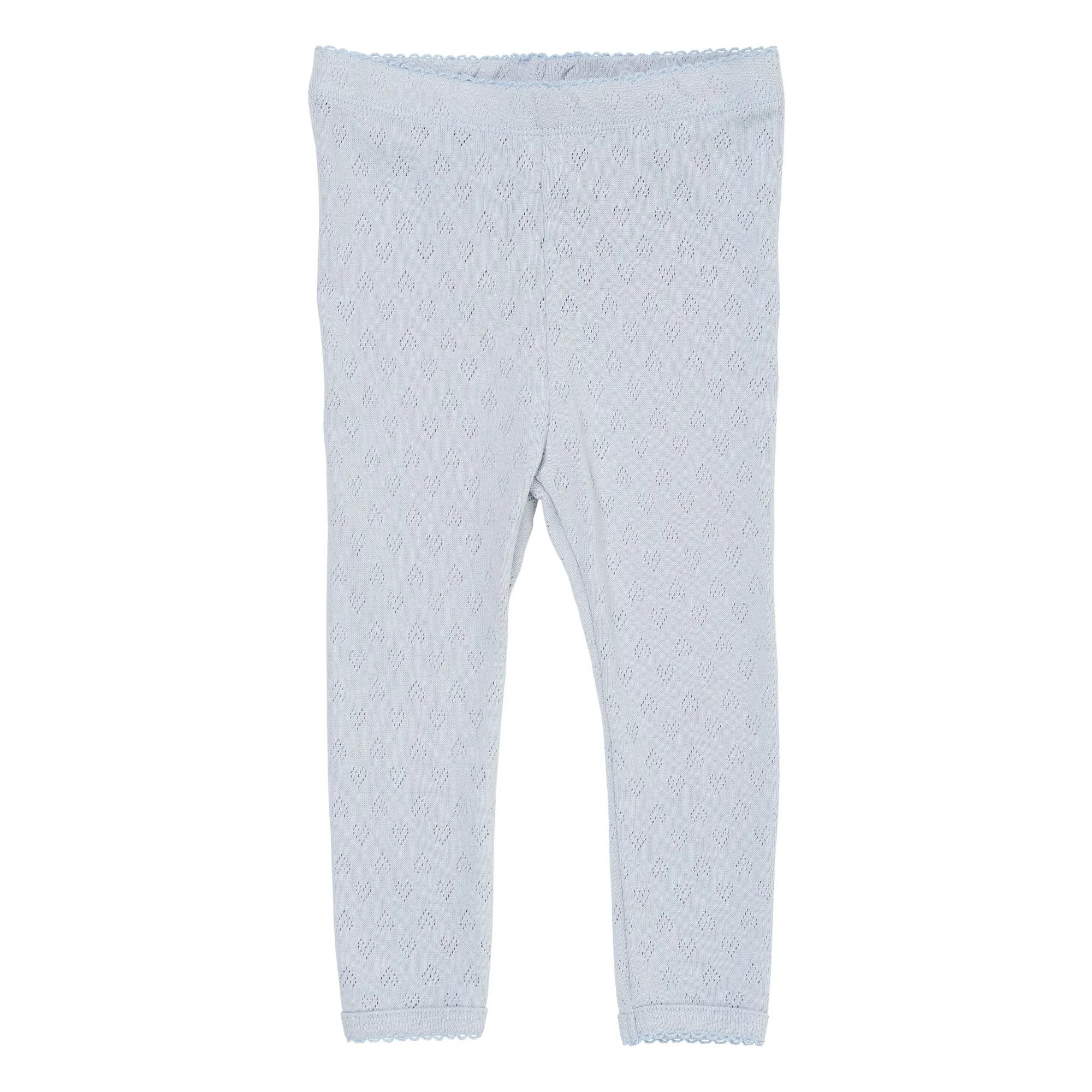Copenhagen Colors - Heart Patterned Organic Cotton Leggings | Light Blue