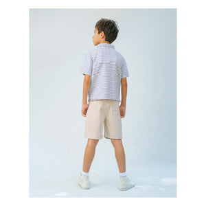 Gingersnaps - Polo Bruno Striped Gingham | Ecru