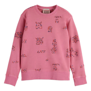 Scotch & Soda - Embroidered Sweatshirt with Horses | Pink