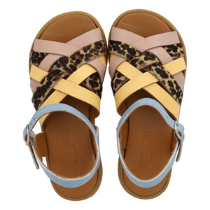 Angulus - Leopard Knitted Sandals | Light Blue