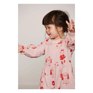 Mini Rodini - Organic Cotton Animal Romper | Pink