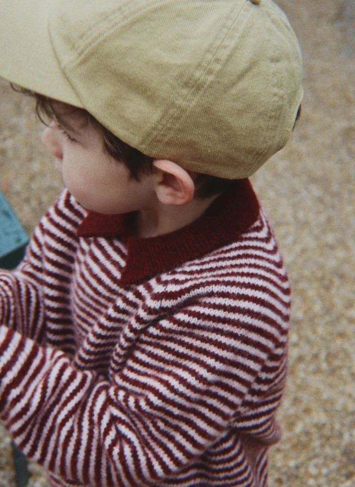 Konges Sløjd - Striped Wool Pipo Polo Collar Sweater | Burgundy