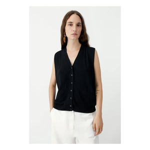 Cordera - Sleeveless Cardigan | Black