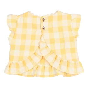 Búho - Yellow Organic Cotton Seersucker Ruffled Top