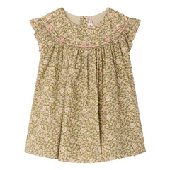 Bonpoint - Amantine Liberty Organik Pamuk Elbise | Yeşil