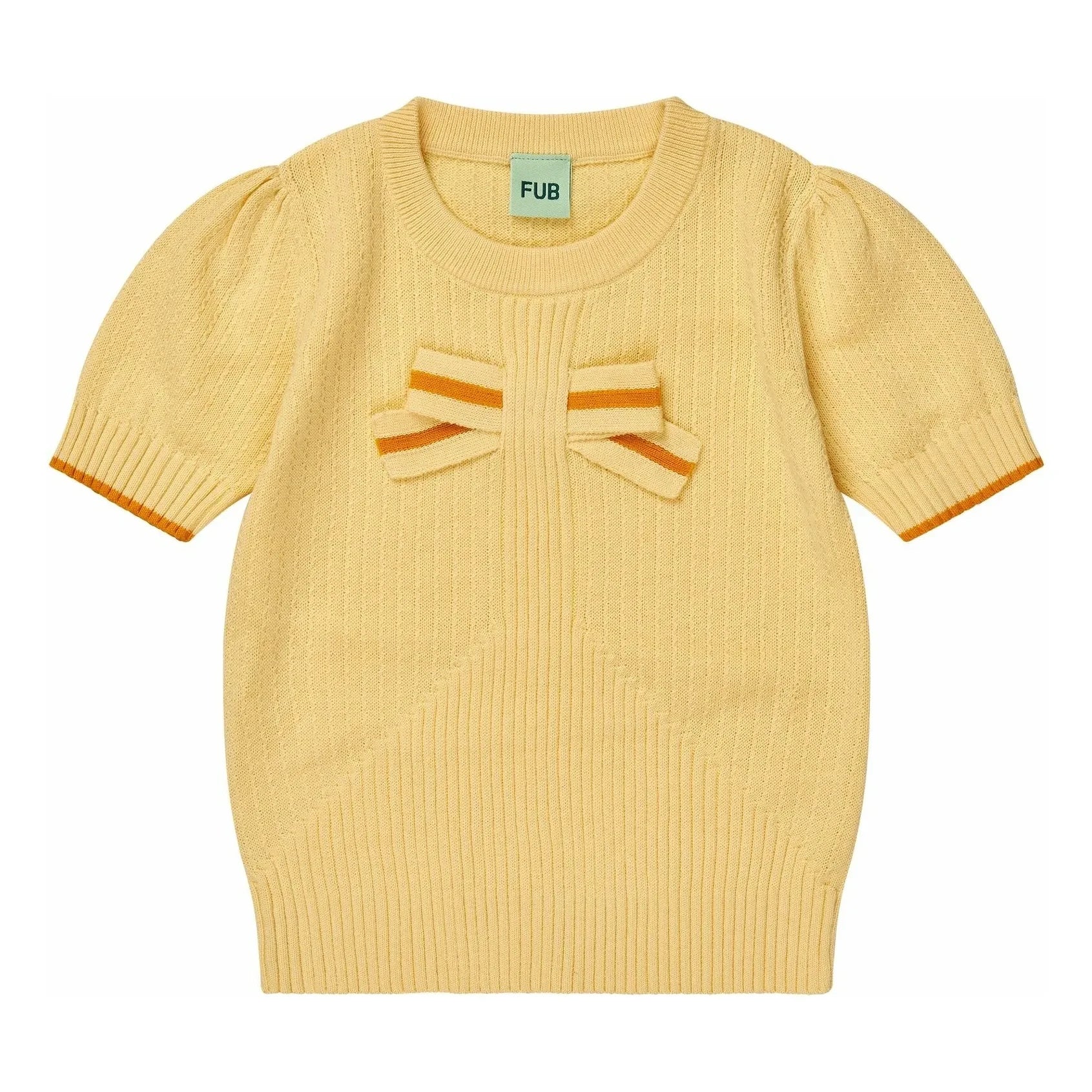 FUB - Organic Cotton Fine Knit T-Shirt with Drawstring Detail | Pale Yellow