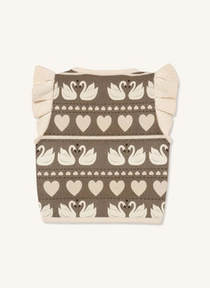 Fliink - Cute Swan Sleeveless Vest, Organic Cotton | Cream