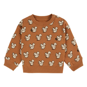 Emile et Ida - Squirrels Organic Cotton Sweatshirt | Caramel
