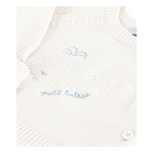 Petit Bateau - Whale Wool Sweater and Pants Set | White