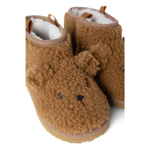 Liewood - Alban Sherpa Boots with Bear Motif Made from Recycled Fibers | Caramel