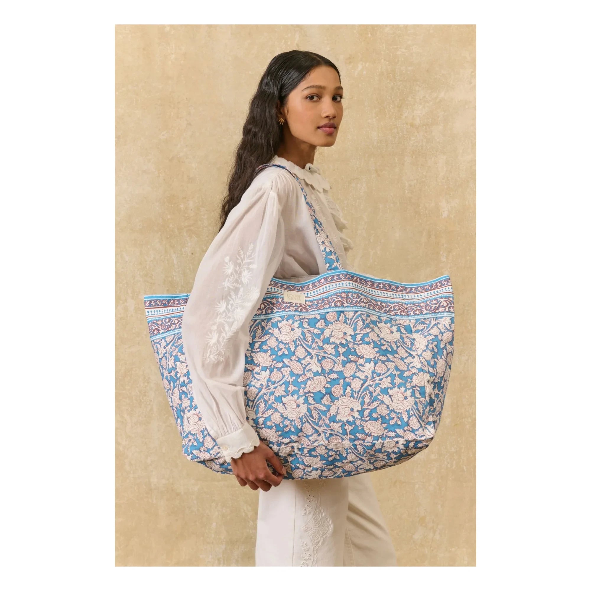 Louise Misha - Beverly Cotton Tote Bag | Light Blue