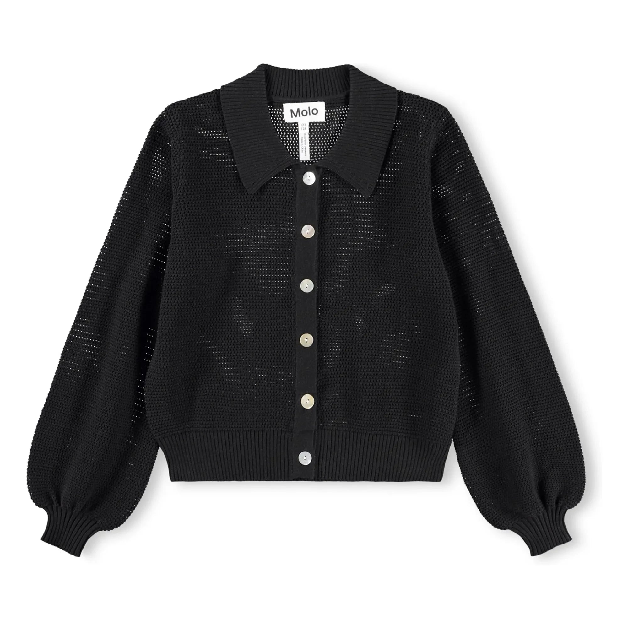 Molo - Guida organic cotton polo neck cardigan | Black