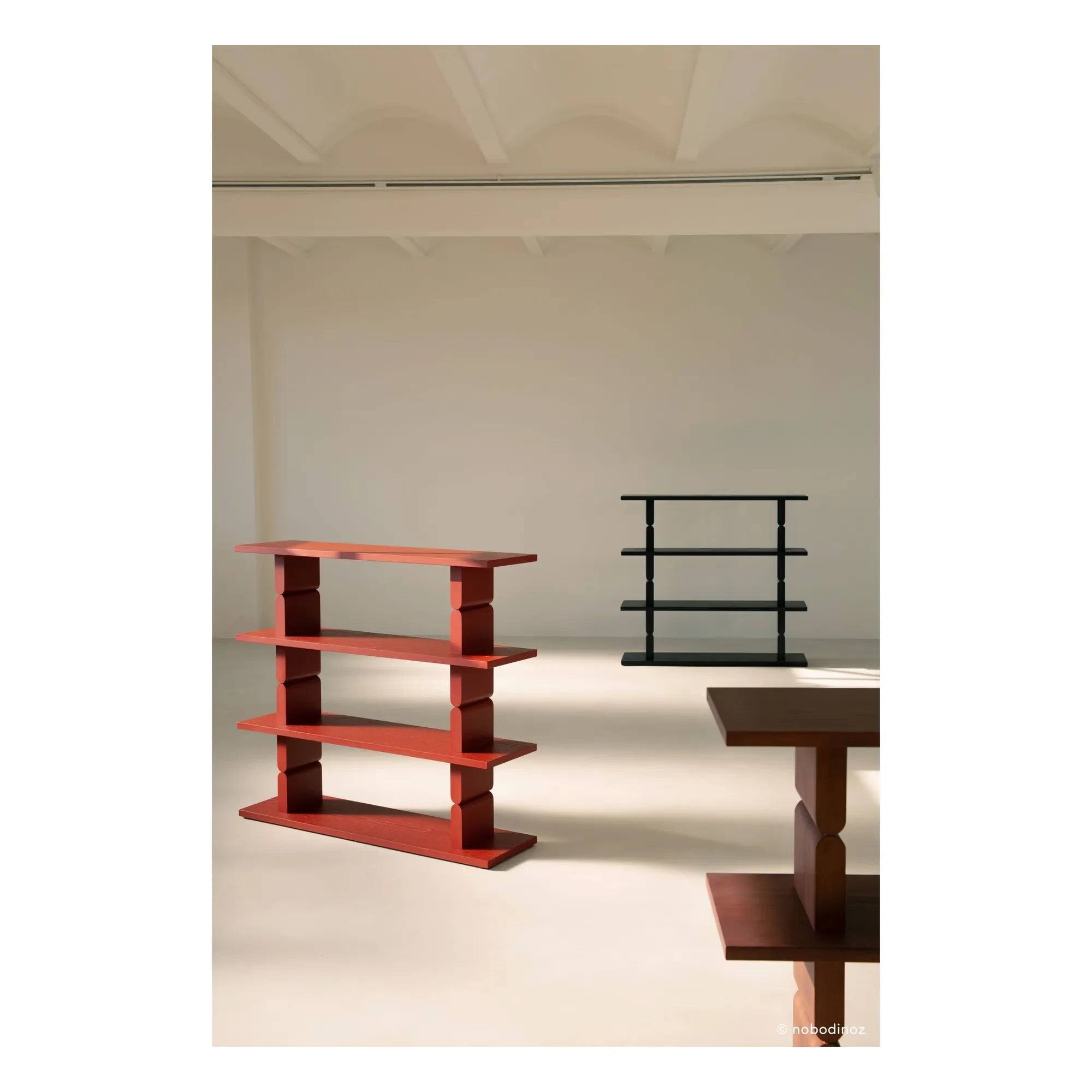 Nobodinoz - Noon painted wooden bookshelf | Red Brown