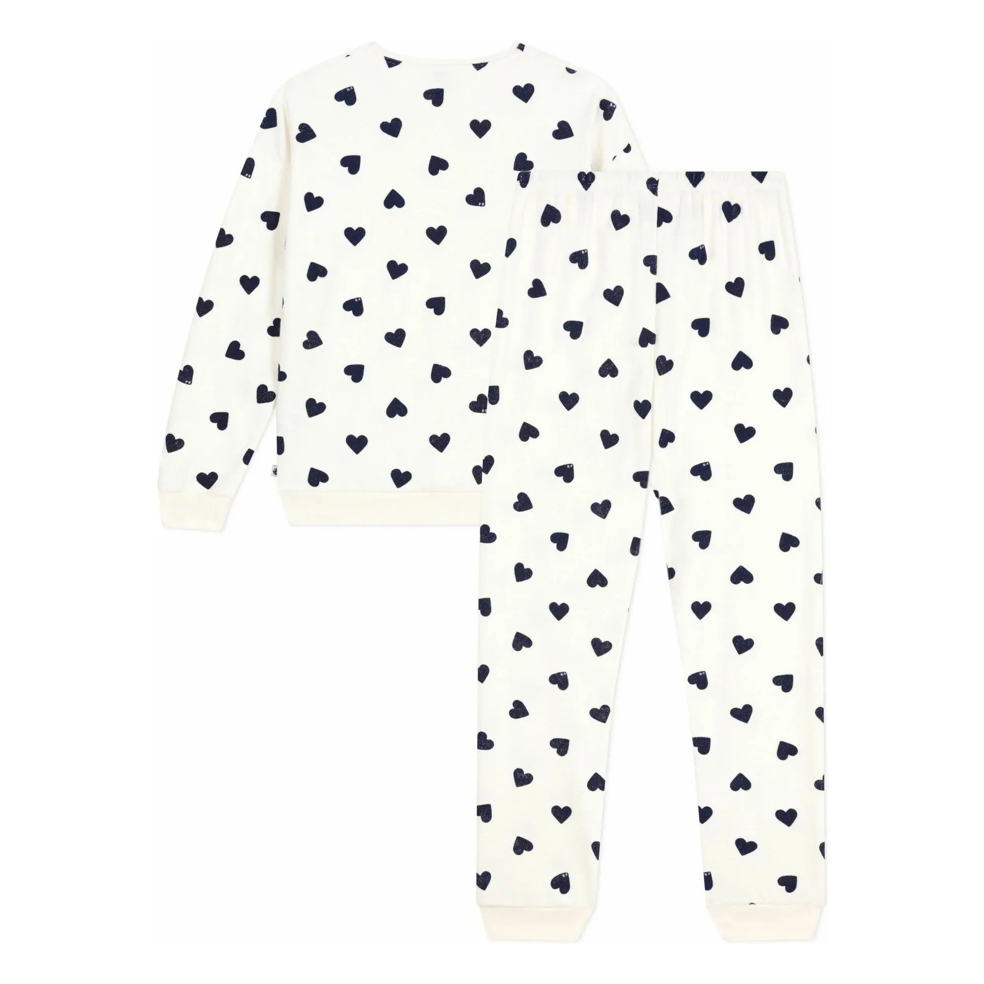 Petit Bateau - Sponge Heart Pajamas | Ecru