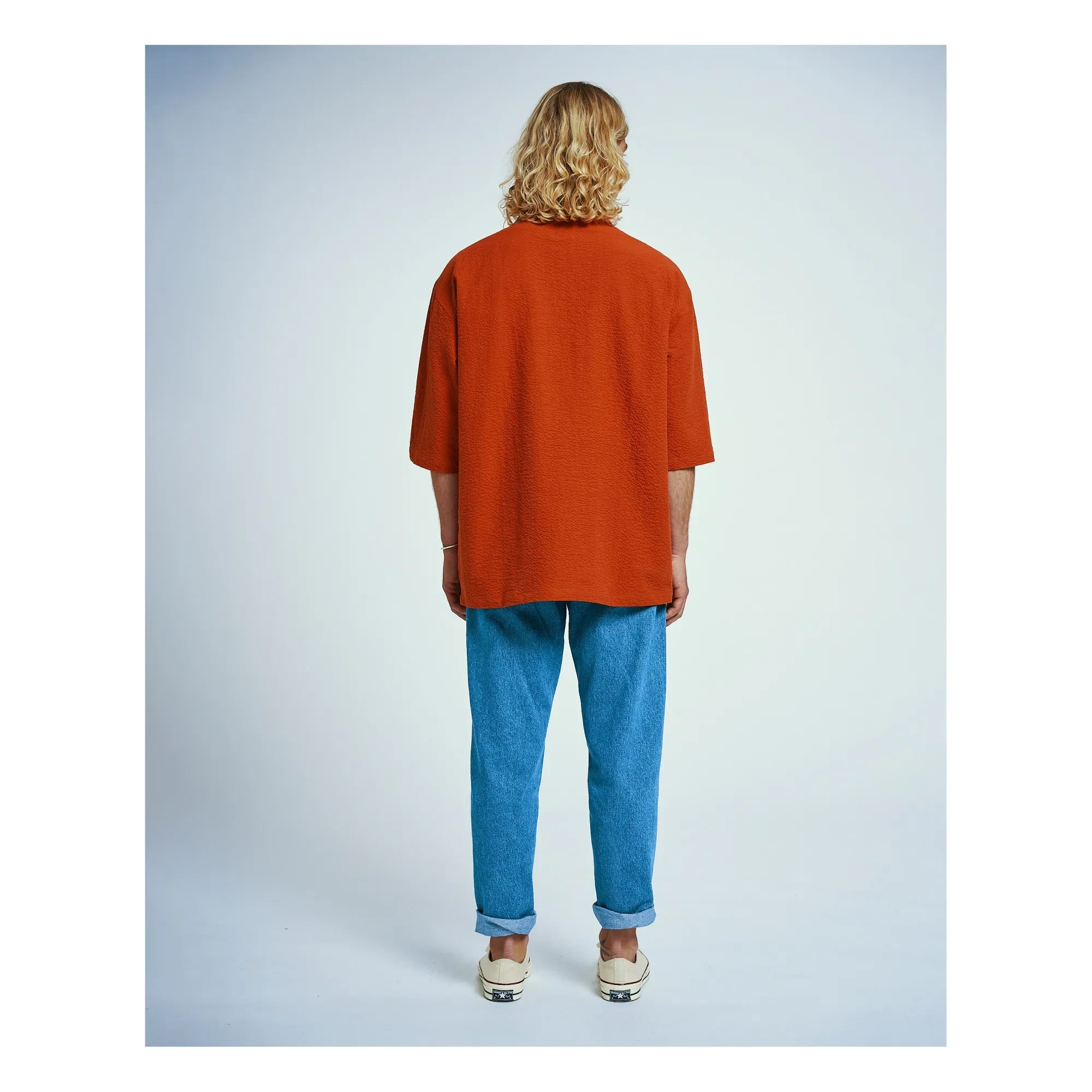 Homecore - Tajima Seer Zip Polo | Brick Red