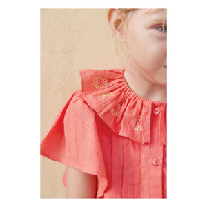 Bonton - Nancy Embroidered Collared Blouse | Coral
