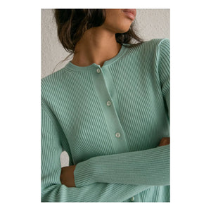 THEAVANT - Saint Etienne Ribbed Cardigan | Greenish Blue