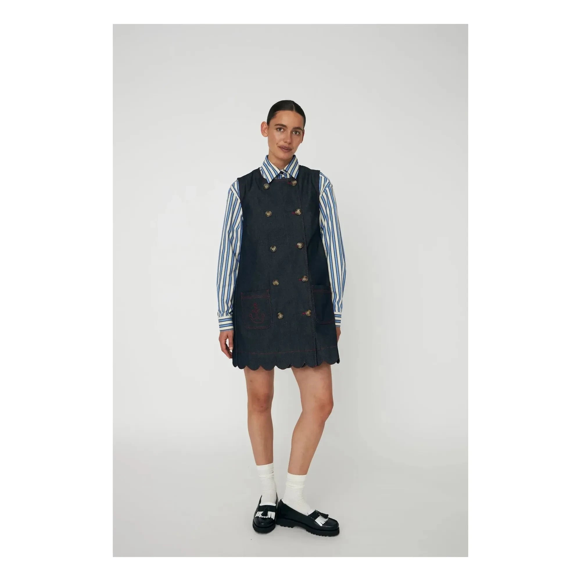 Stella Nova - Scallop Cotton Dress | Dark Blue