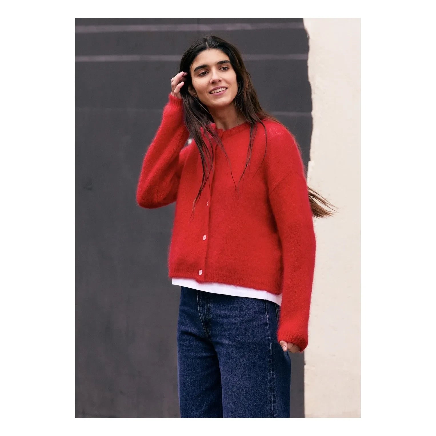 Surprise Paris - Olivia Feathered Cardigan | Red