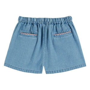 Emile and Ida - Embroidered Denim Shorts | Blue