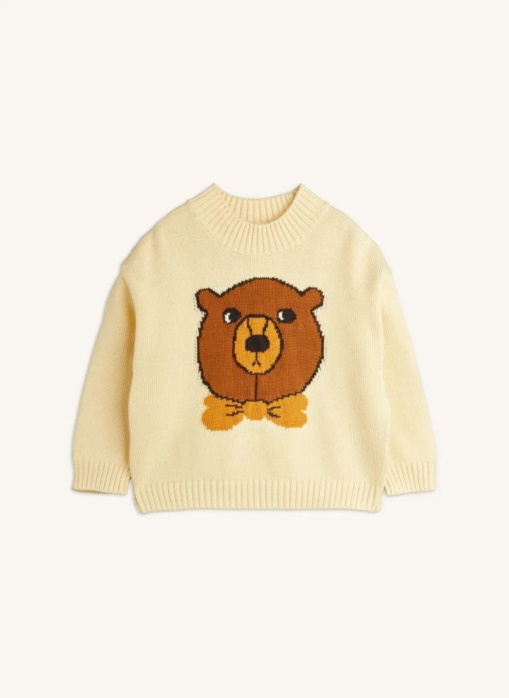 Mini Rodini - Intarsia Organic Cotton Bear Sweater | Ecru
