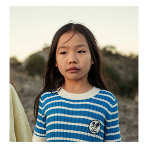 Mini Rodini - Striped Ribbed Dress Made of Organic Cotton | Blue