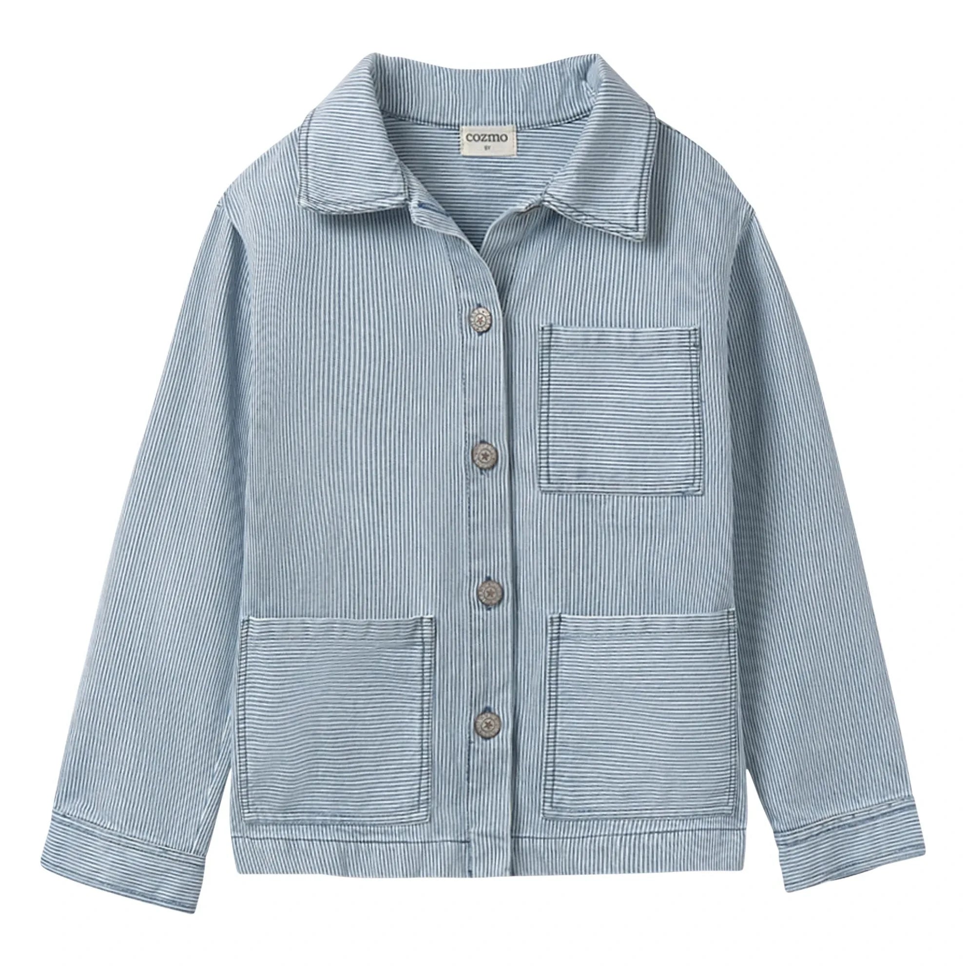 Cozmo - Denim Ridge Striped Overshirt | Light Blue
