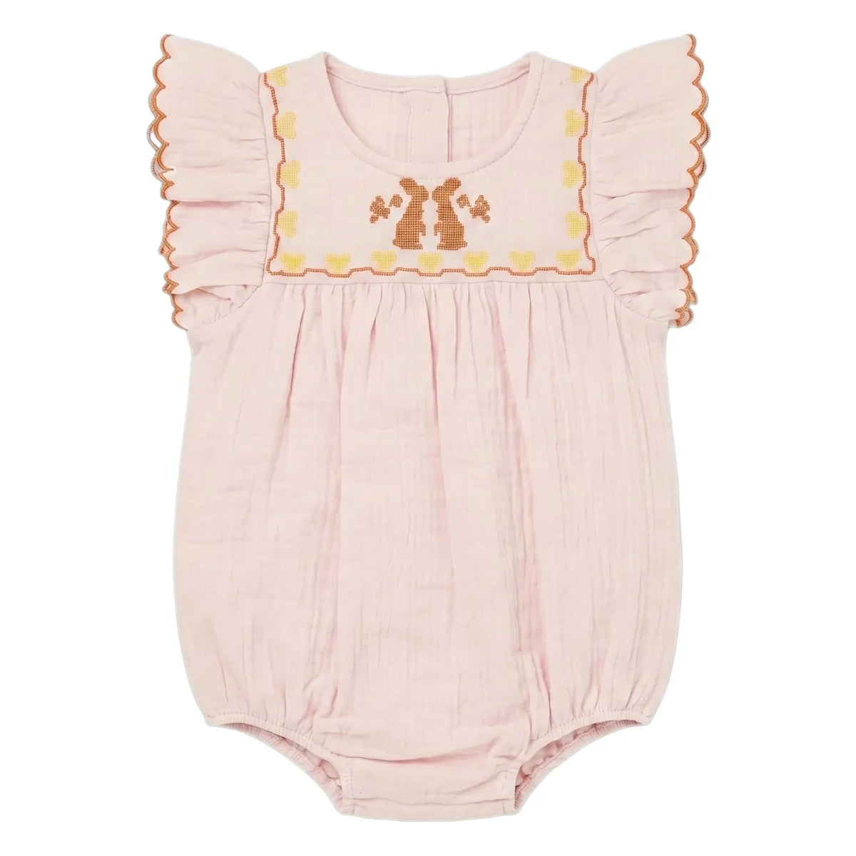 Editions Aimable - Brown Romper | Dragée Pink Gauze