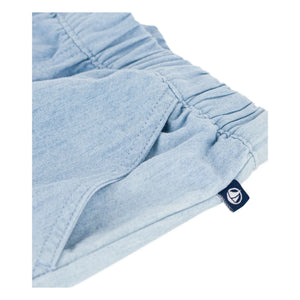 Petit Bateau - Light Blue Denim Chambray Organic Cotton Shorts