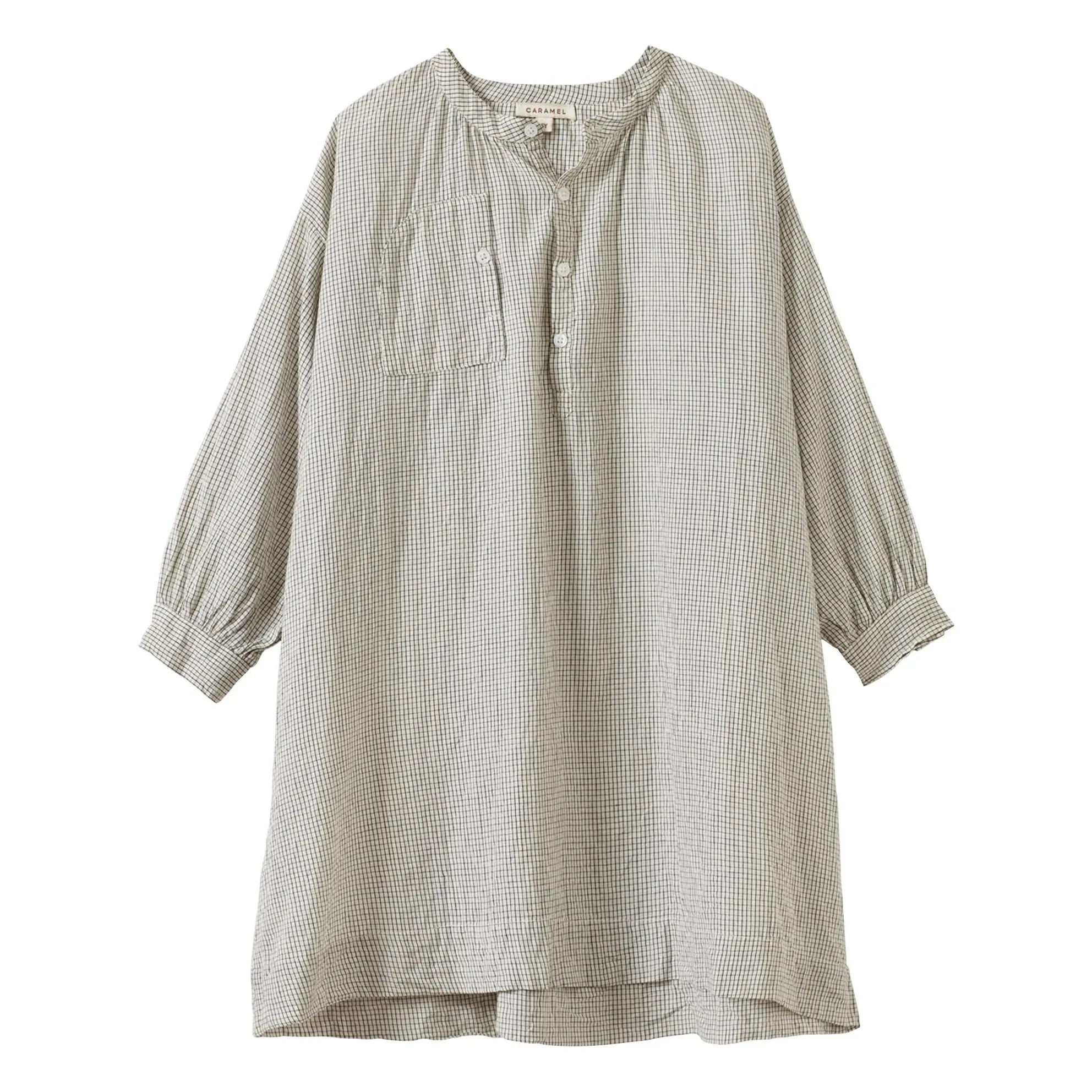 Caramel - Yew Checkered Dress | White
