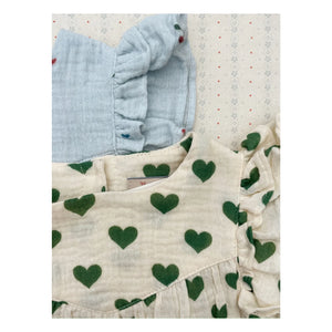 Konges Sløjd - Coco Hearts Organic Cotton Romper | Ecru