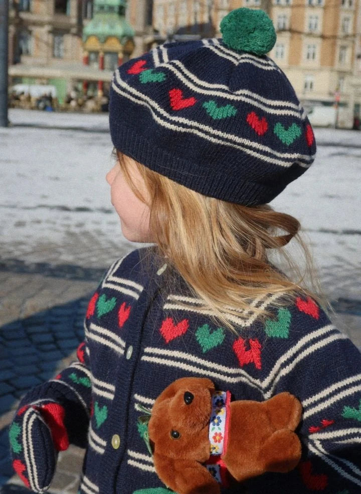 Konges Sløjd - Belou Hearts Organic Cotton Beanie | Navy