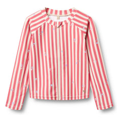Wheat - Island Striped Recycled Fiber UV Protection Bath T-Shirt | Red