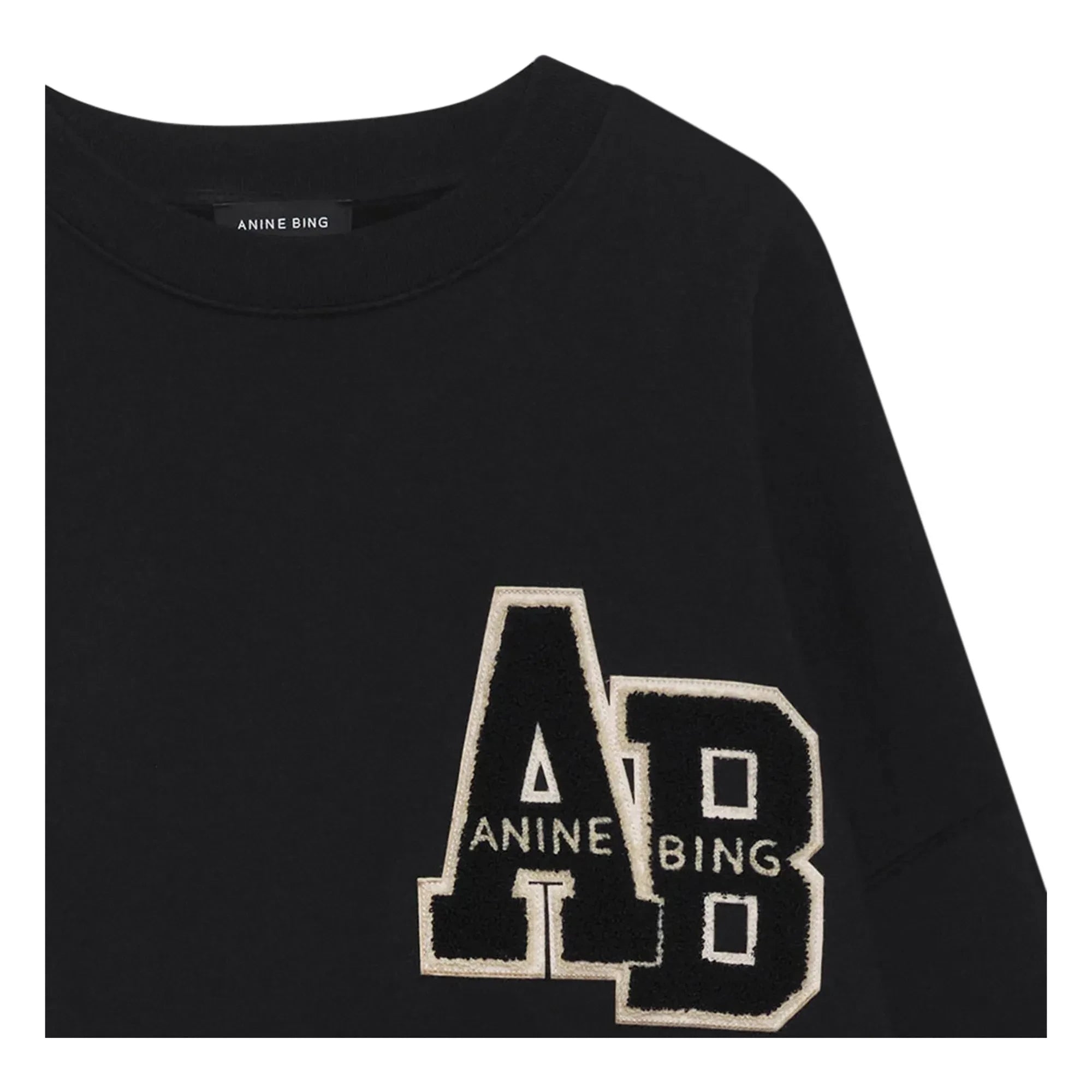 Anine Bing - Miles Letterman Organic Cotton Sweatshirt | Black