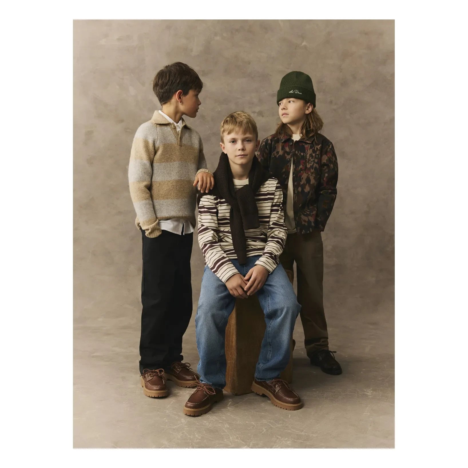 Les Deux - Striped Wool Turtleneck Sweater | Sand