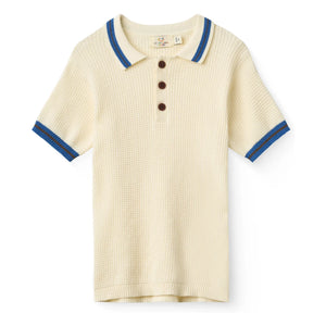 Copenhagen Colors - Fluffy Striped Organic Cotton Polo Shirt | Pale yellow