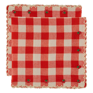 Emile et Ida - Embroidered napkin | Red