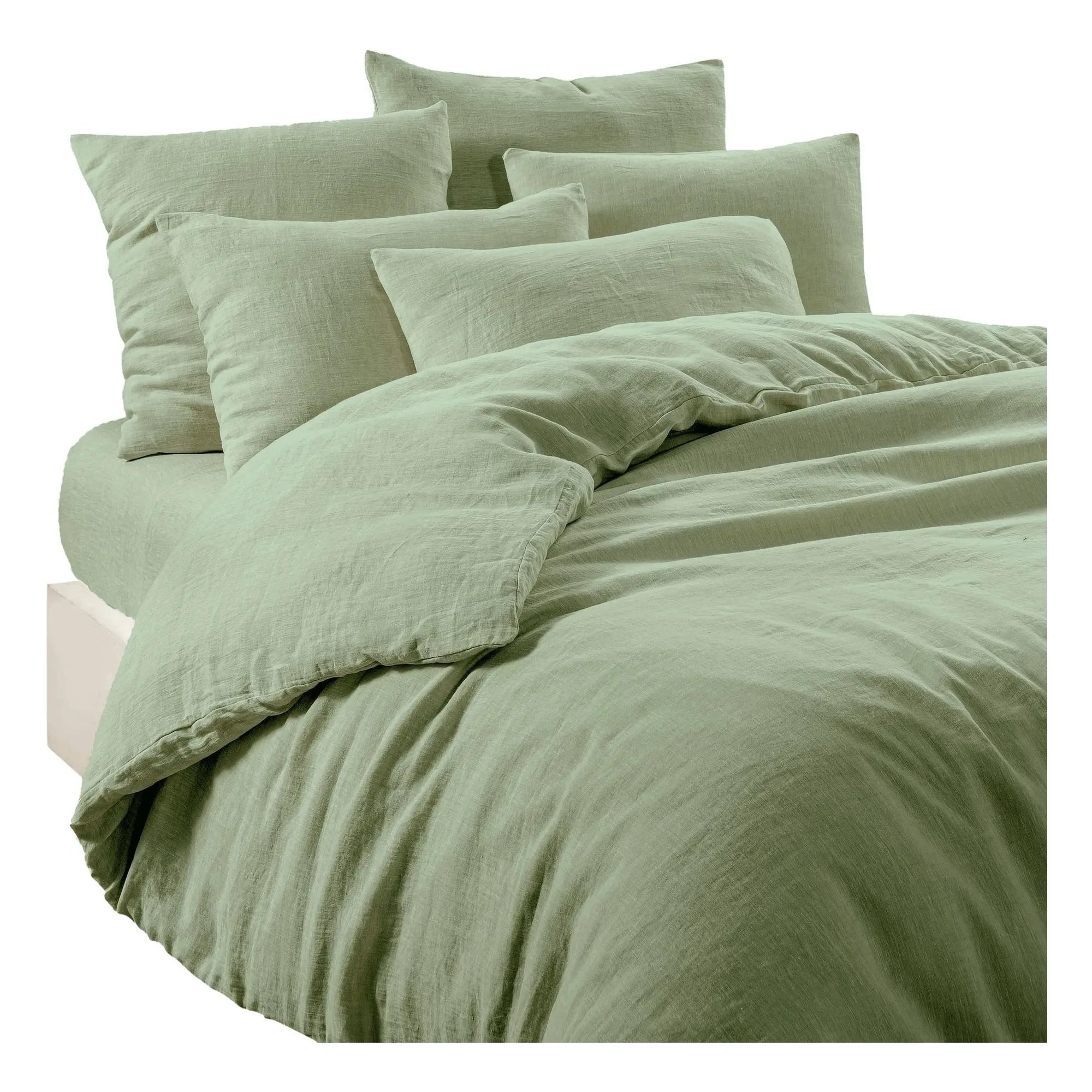 Haomy - Linen Elastic Fitted Sheet Leria | Almond