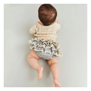 Wheat - Malvina Organic Cotton Floral Baby Short Sleeve Sweater | Ecru