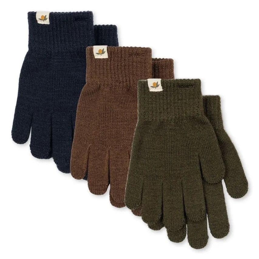 Konges Sløjd - 3-Pair Filla Wool Glove Set | Brown